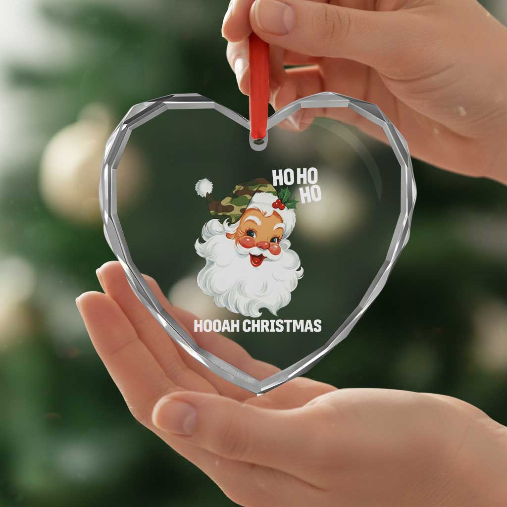 Camo Santa Christmas Heart Crystal Glass Ornament Ho Ho Ho Hooah Christmas TS14 Print Your Wear