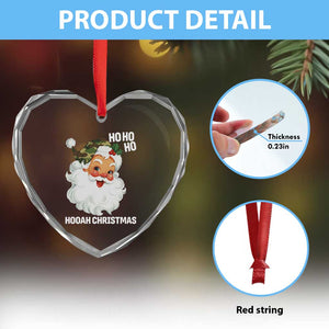Camo Santa Christmas Heart Crystal Glass Ornament Ho Ho Ho Hooah Christmas TS14 Print Your Wear