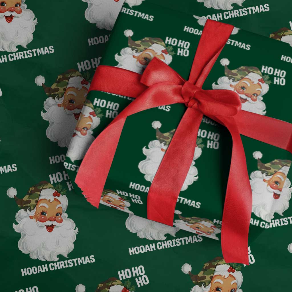 Camo Santa Christmas Wrapping Paper Roll Ho Ho Ho Hooah Christmas TS14 Green Print Your Wear