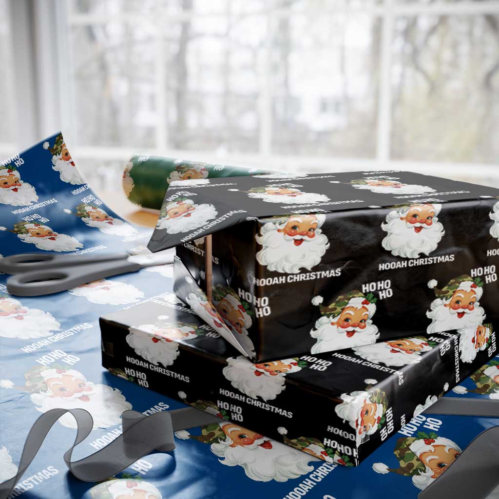 Camo Santa Christmas Wrapping Paper Roll Ho Ho Ho Hooah Christmas TS14 Black Print Your Wear