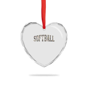 Camo Softball Heart Crystal Glass Ornament Vintage Camouflage Softball Varsity Game Day TS10 Print Your Wear