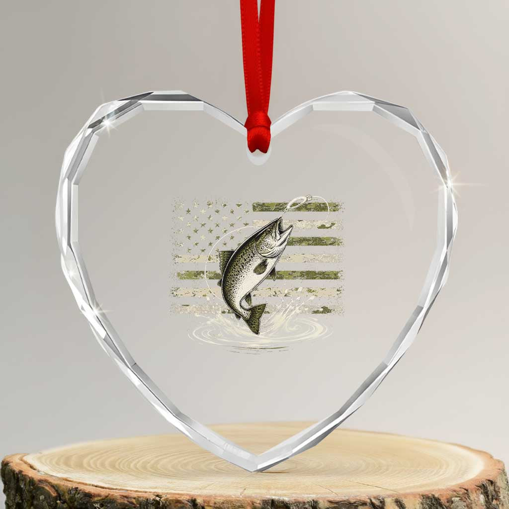 Camouflage American Flag Trout Fishing Heart Crystal Glass Ornament Patriotic Saltwater Angler Gift Sea Fishing Lovers TS10 Transparent Glass 3'' Heart Print Your Wear