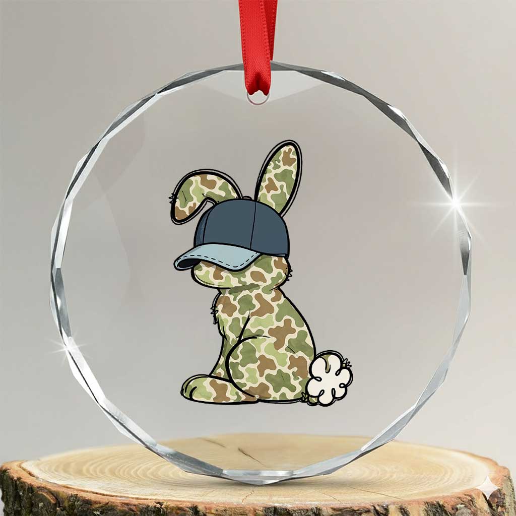 Camouflage Bunny Crystal Glass Ornament Funny Hunter Easter Gift TS12 Transparent Glass 3'' Circle Print Your Wear