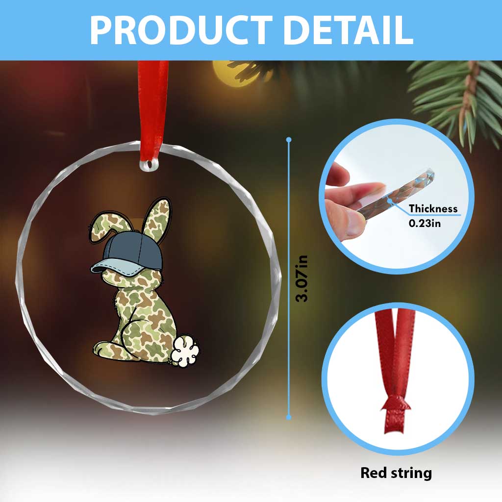 Camouflage Bunny Crystal Glass Ornament Funny Hunter Easter Gift TS12 Print Your Wear