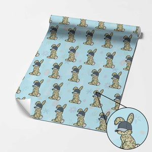 Camouflage Bunny Wrapping Paper Roll Funny Hunter Easter Gift TS12 Light Blue Print Your Wear