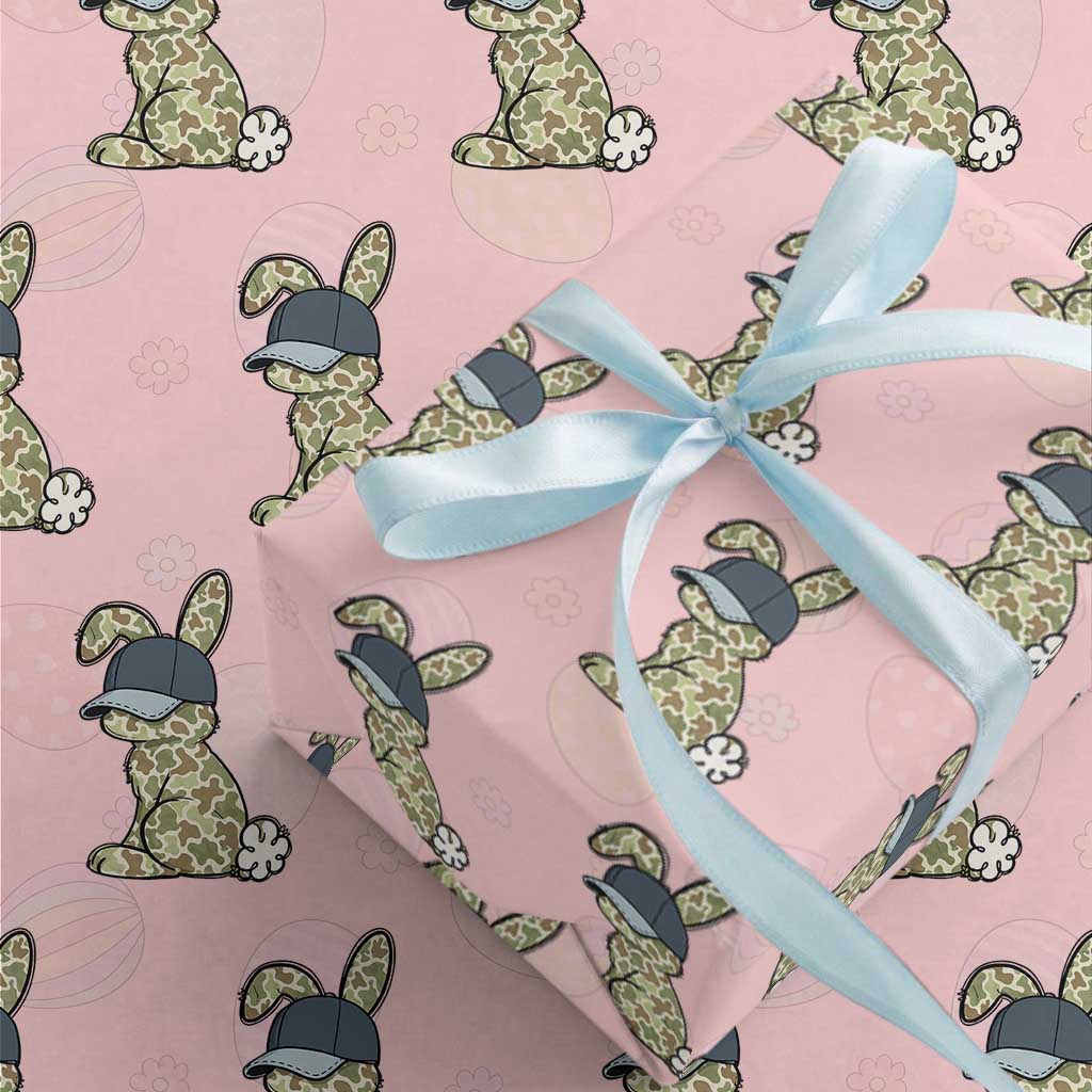 Camouflage Bunny Wrapping Paper Roll Funny Hunter Easter Gift TS12 Light Pink Print Your Wear