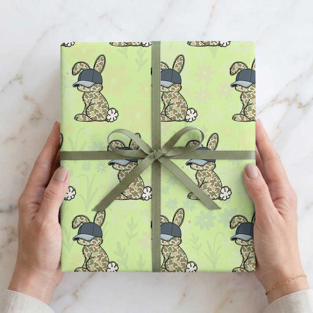 Camouflage Bunny Wrapping Paper Roll Funny Hunter Easter Gift TS12 Lime Print Your Wear