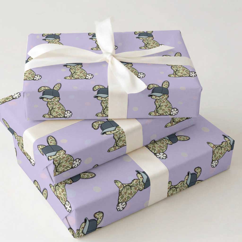 Camouflage Bunny Wrapping Paper Roll Funny Hunter Easter Gift TS12 Violet Print Your Wear