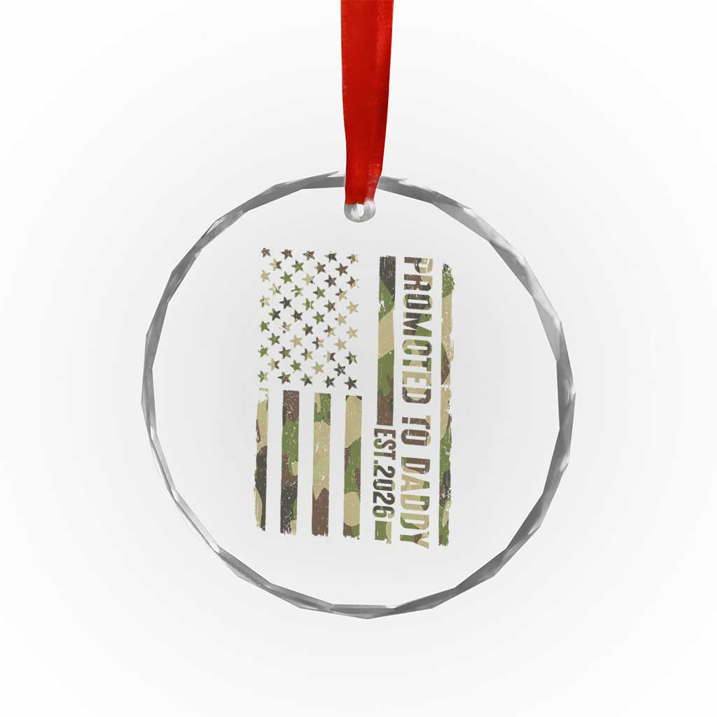Camouflage Patriotic Dad 2026 Crystal Glass Ornament USA Flag New Father Announcement TS12 Print Your Wear