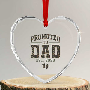 Camouflage Promoted To Dad Est 2026 Heart Crystal Glass Ornament Camo Pregnancy Announcement Graphic TS12 Transparent Glass 3'' Heart Print Your Wear