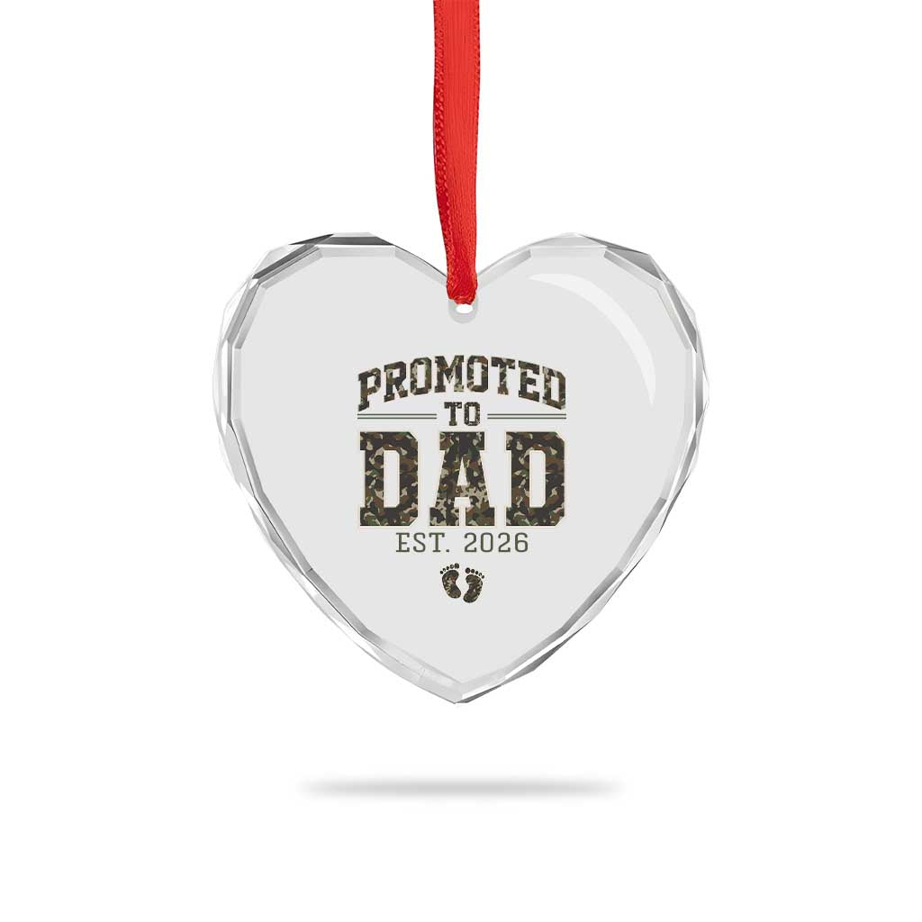 Camouflage Promoted To Dad Est 2026 Heart Crystal Glass Ornament Camo Pregnancy Announcement Graphic TS12 Print Your Wear