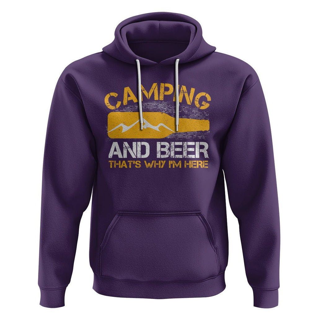 Camping And Beer That's Why I'm Here Drinking Hoodie TS09 Purple Printyourwear