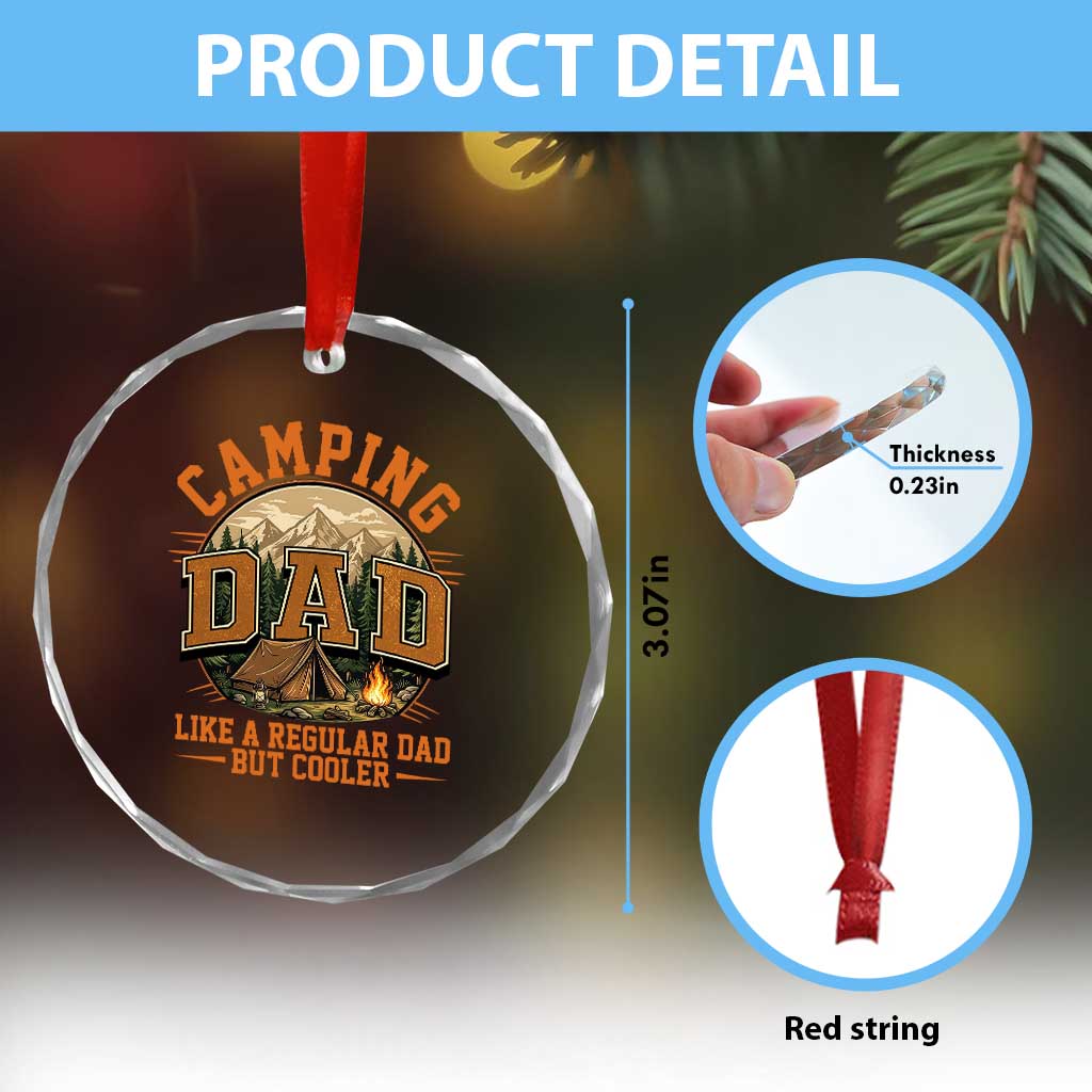 Camping Dad Like A Regular Dad But Cooler Crystal Glass Ornament Funny Fathers Day Gift