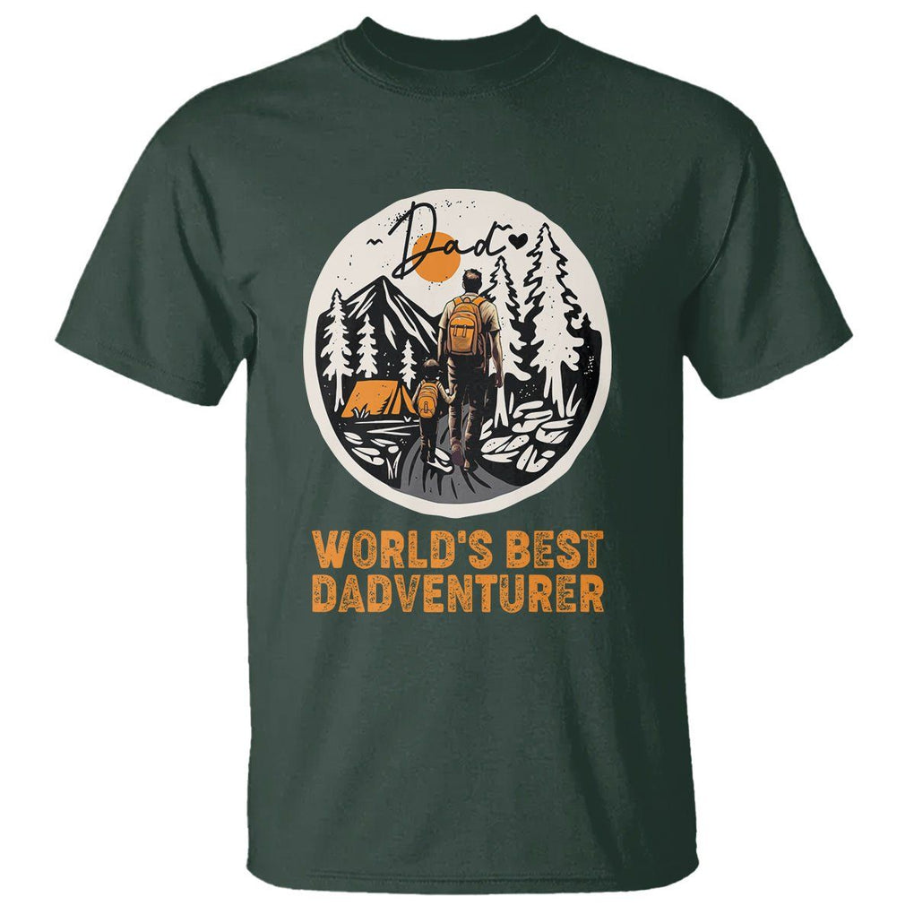 Camping Dad T Shirt World's Best Dadventure Outdoor Nature Lovers Father's Day TS02 Dark Forest Green Print Your Wear