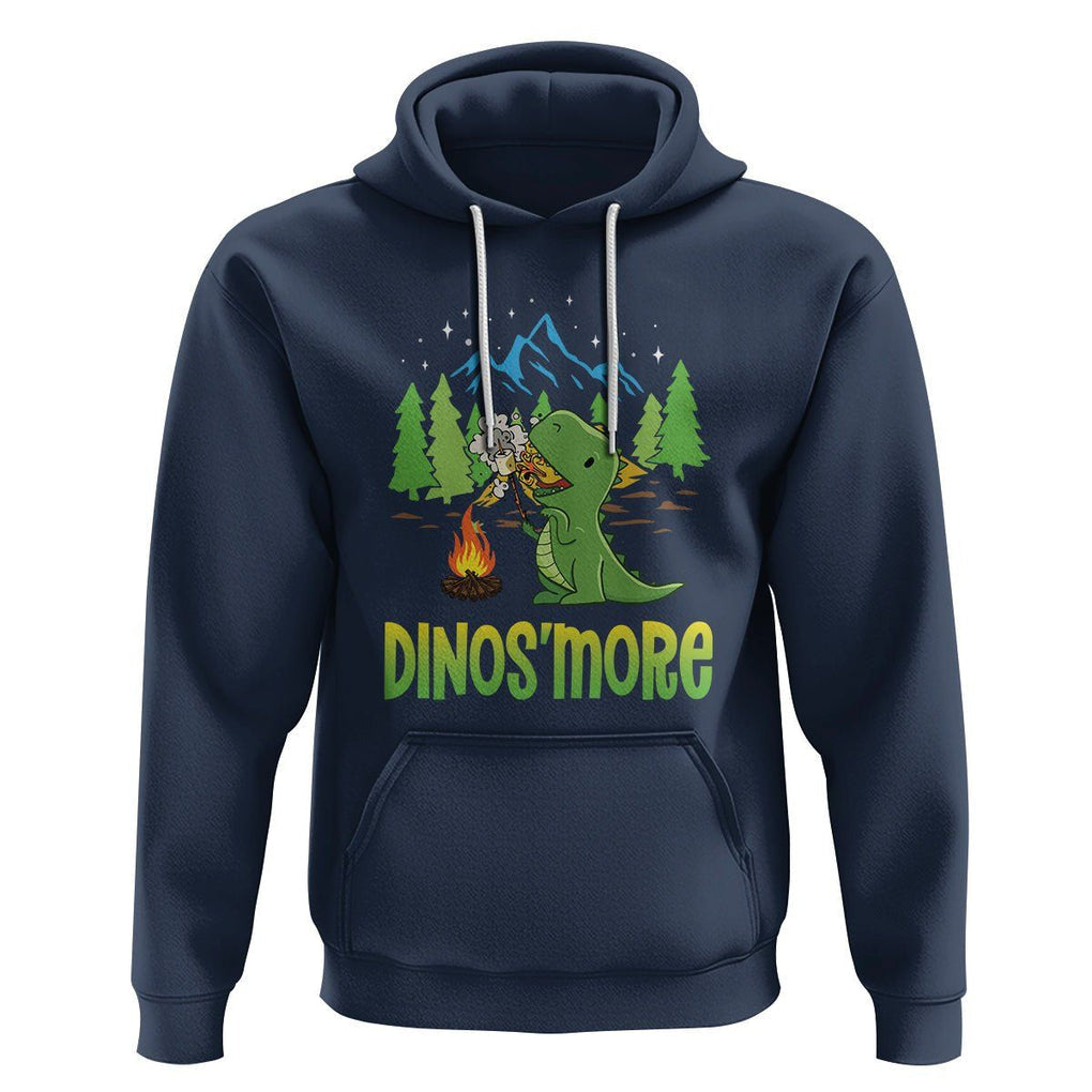 Camping Dinosaur Hoodie Dinos'more Funny Campfire Camper TS09 Navy Printyourwear