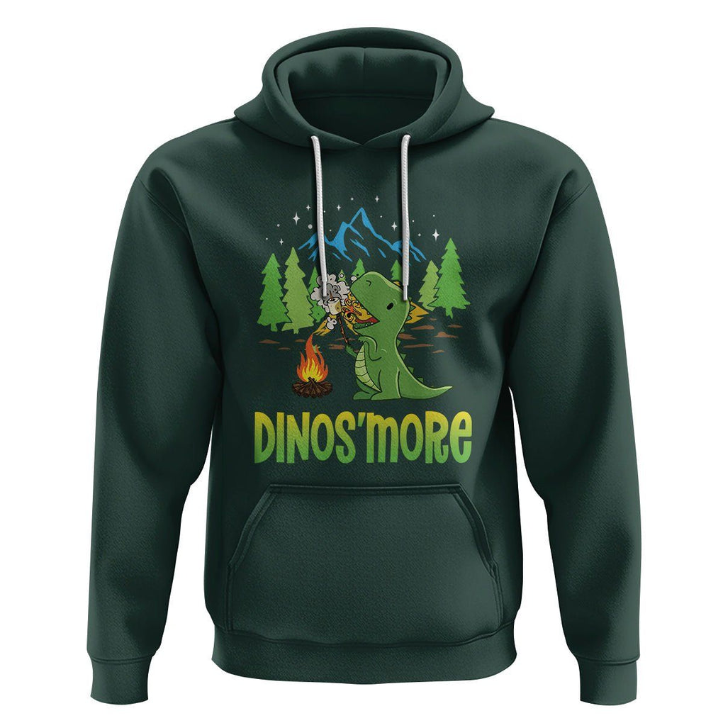 Camping Dinosaur Hoodie Dinos'more Funny Campfire Camper TS09 Dark Forest Green Printyourwear