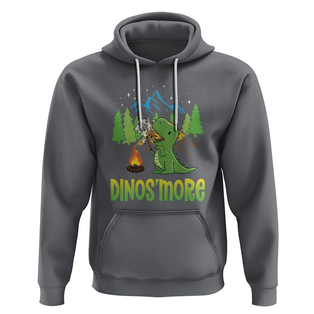 Camping Dinosaur Hoodie Dinos'more Funny Campfire Camper TS09 Charcoal Printyourwear