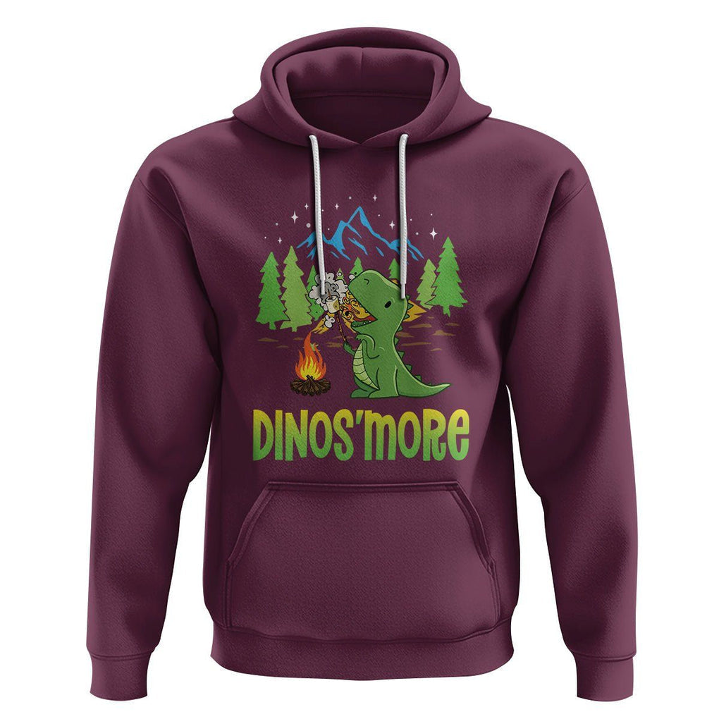 Camping Dinosaur Hoodie Dinos'more Funny Campfire Camper TS09 Maroon Printyourwear