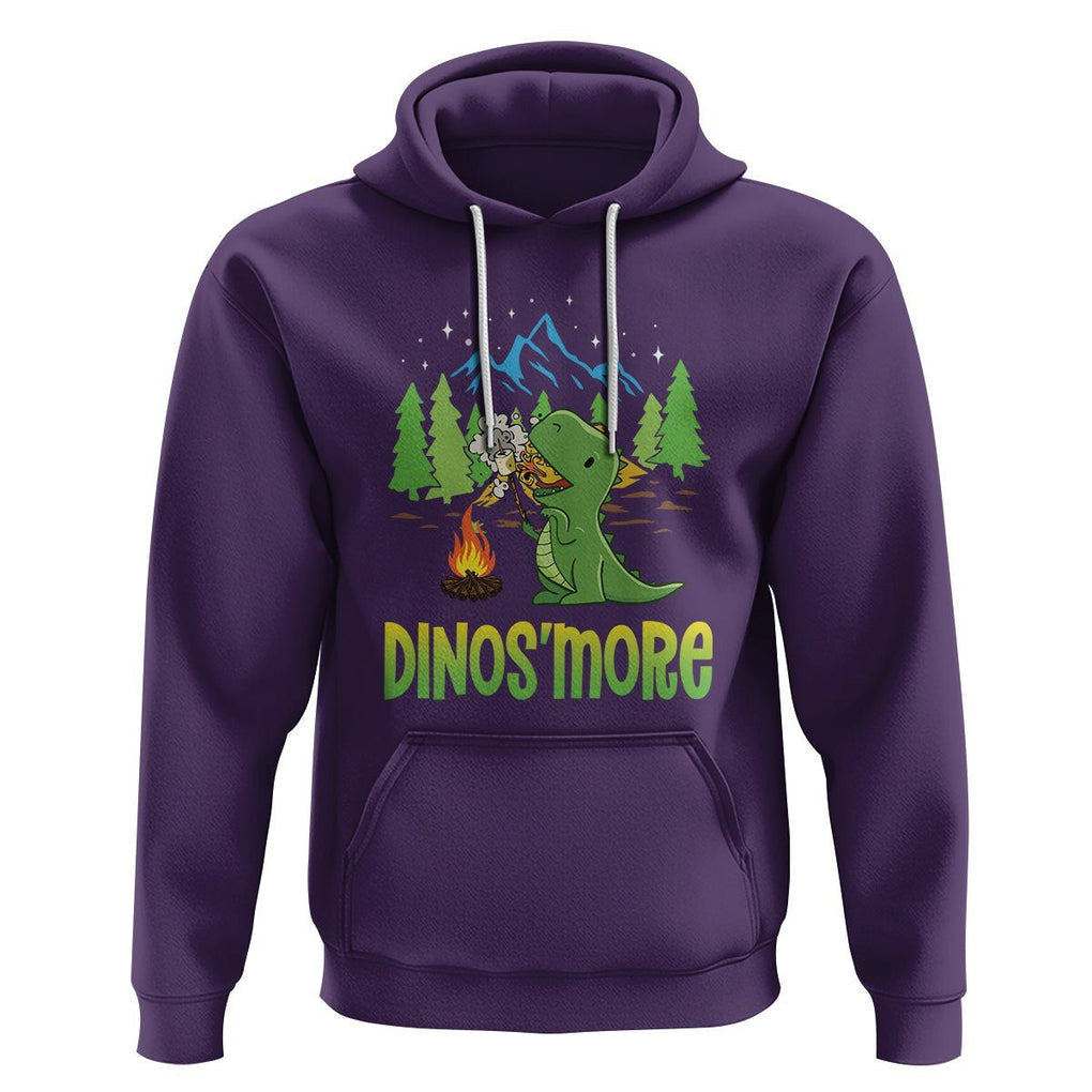 Camping Dinosaur Hoodie Dinos'more Funny Campfire Camper TS09 Purple Printyourwear