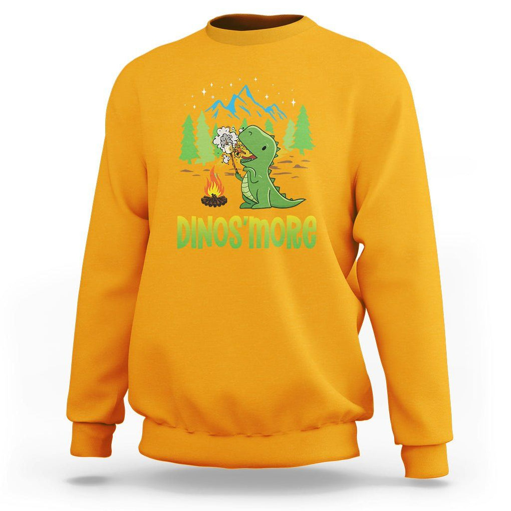 Camping Dinosaur Sweatshirt Dinos'more Funny Campfire Camper TS09 Gold Printyourwear