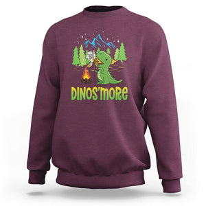 Camping Dinosaur Sweatshirt Dinos'more Funny Campfire Camper TS09 Maroon Printyourwear