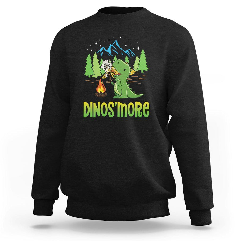 Camping Dinosaur Sweatshirt Dinos'more Funny Campfire Camper TS09 Black Printyourwear