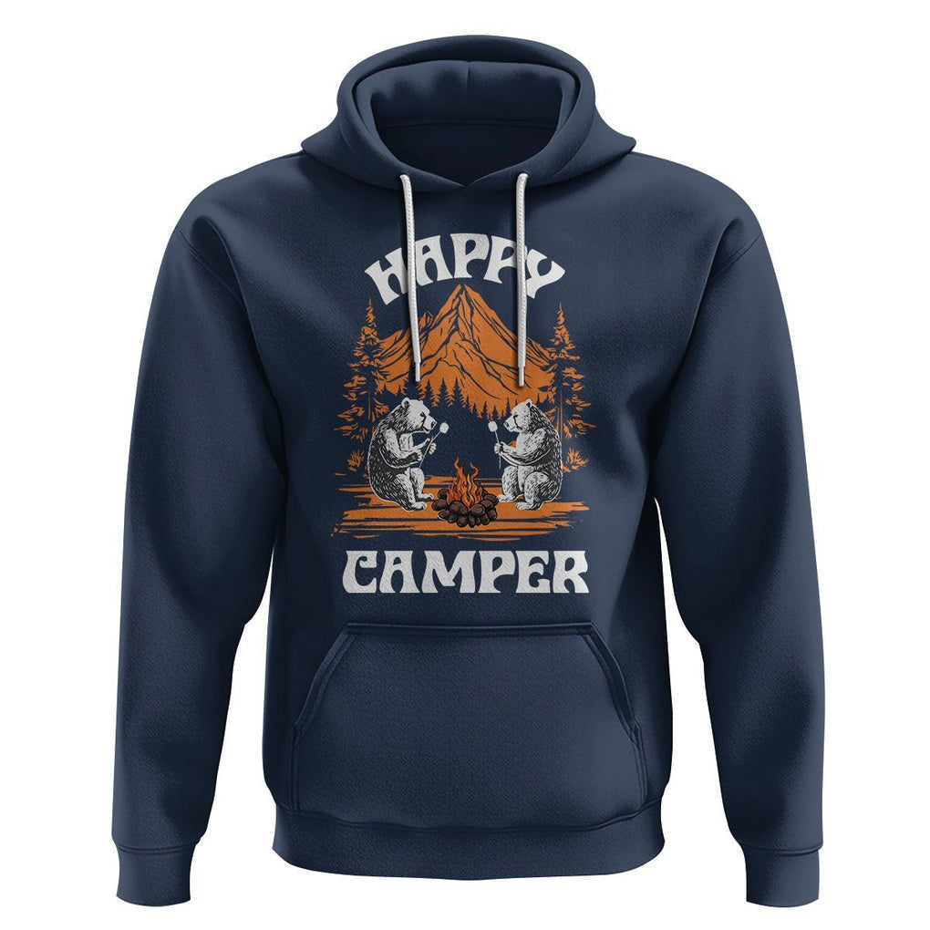 Camping Hoodie Happy Camper Funny Bear Campfire TS09 Navy Printyourwear