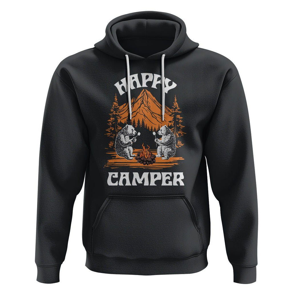 Camping Hoodie Happy Camper Funny Bear Campfire TS09 Black Printyourwear