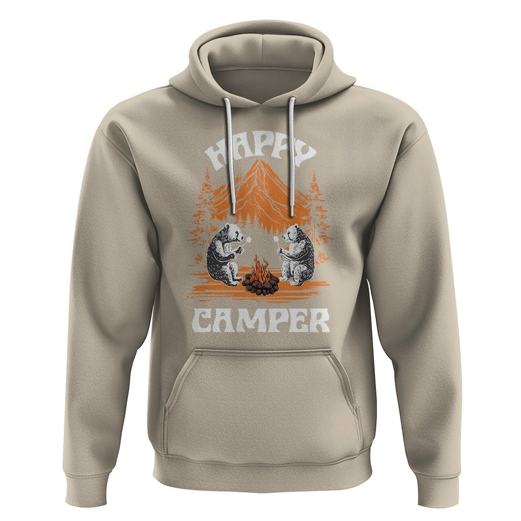 Camping Hoodie Happy Camper Funny Bear Campfire TS09 Sand Printyourwear