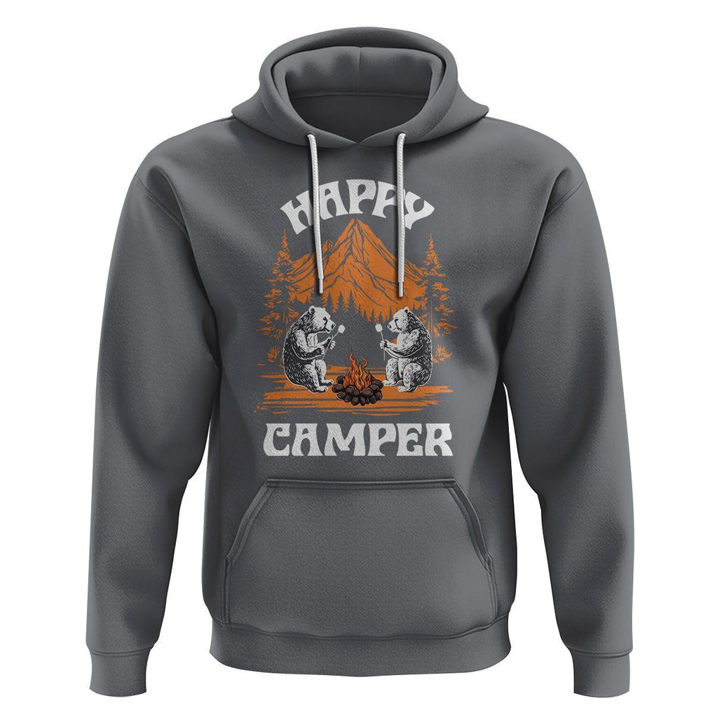 Camping Hoodie Happy Camper Funny Bear Campfire TS09 Charcoal Printyourwear