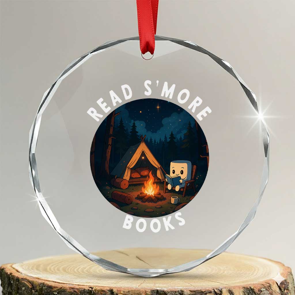 Camping Lover Crystal Glass Ornament Read Smore Books Funny Smores TS12 Transparent Glass 3'' Circle Print Your Wear