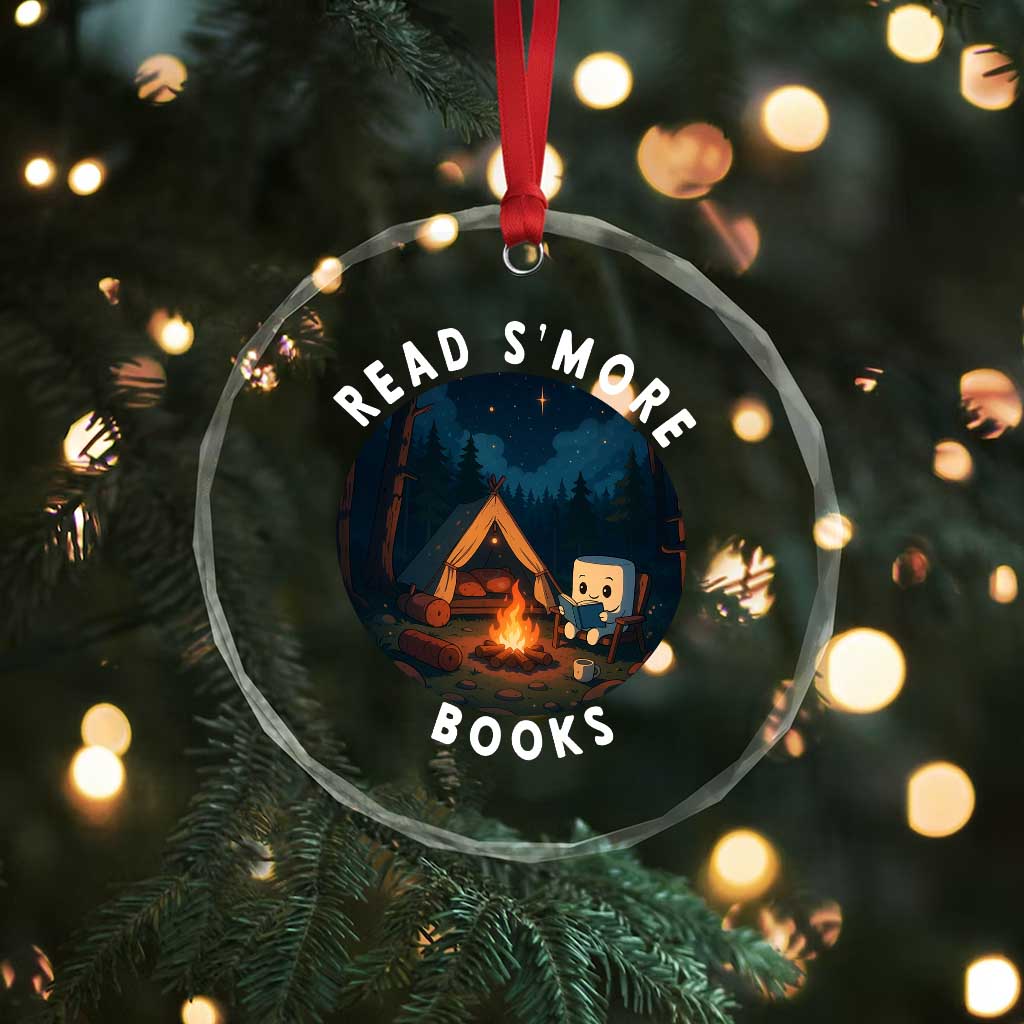 Camping Lover Crystal Glass Ornament Read Smore Books Funny Smores TS12 Print Your Wear
