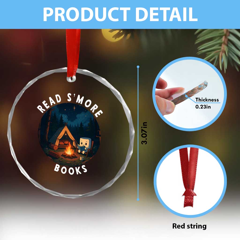 Camping Lover Crystal Glass Ornament Read Smore Books Funny Smores TS12 Print Your Wear