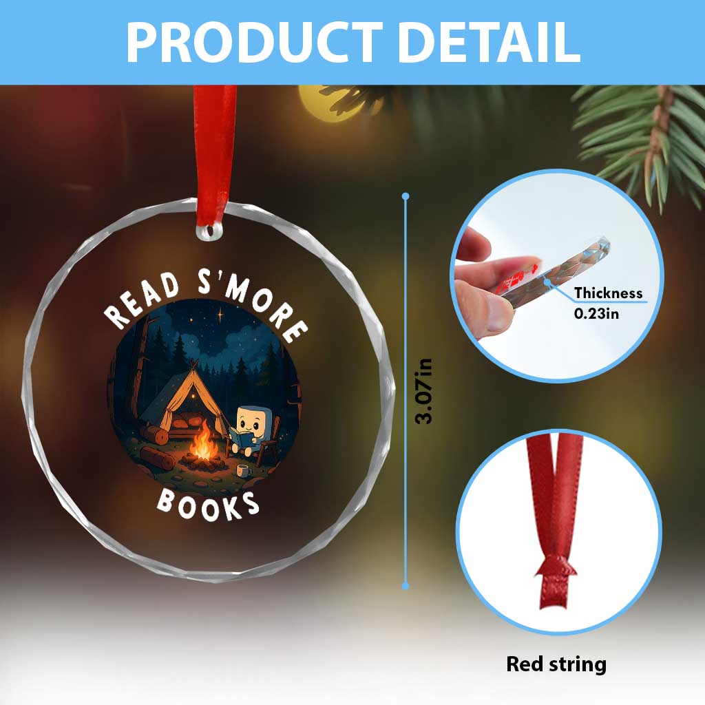 Camping Lover Crystal Glass Ornament Read Smore Books Funny Smores TS12 Print Your Wear