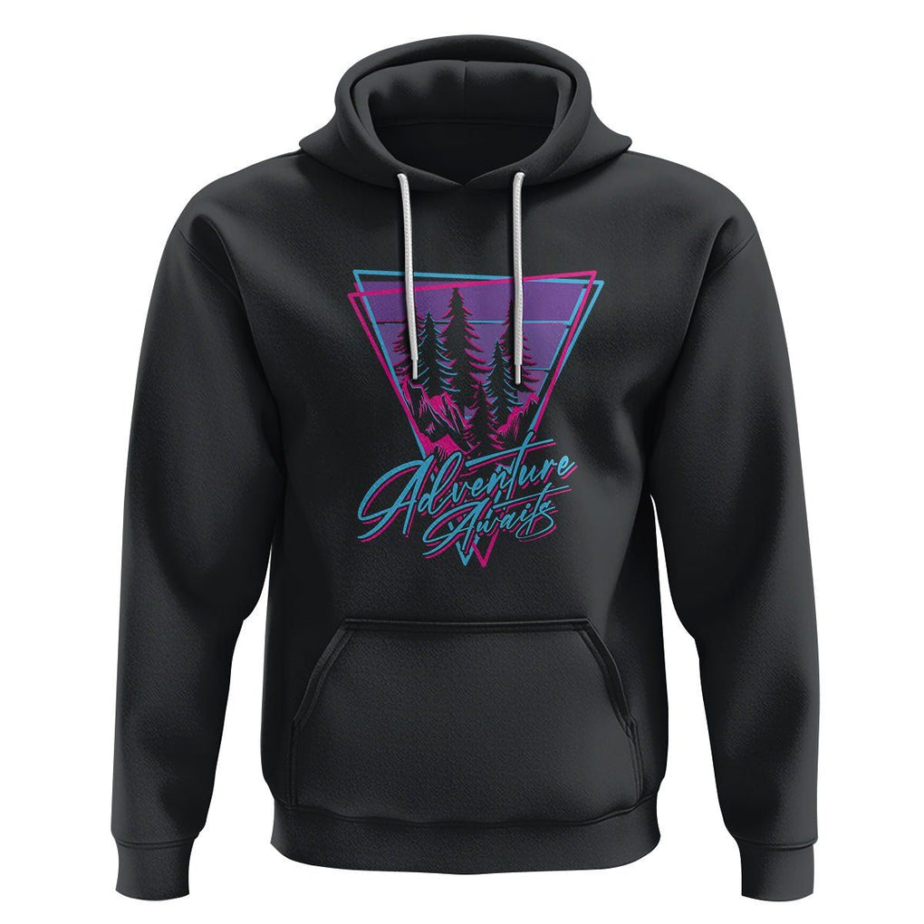 Camping Lover Hoodie Adventure Awaits Outdoors Hiking Mountains Climber TS09 Black Printyourwear