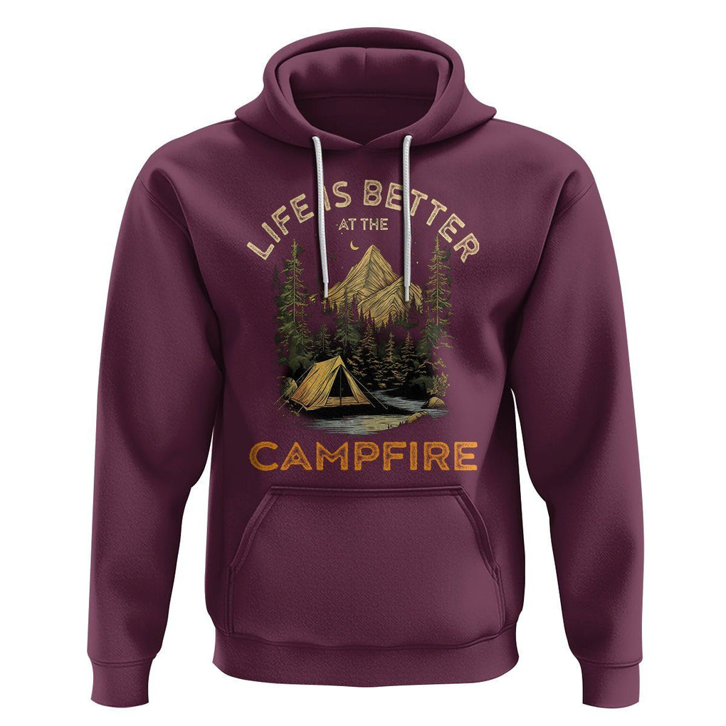 Camping Lover Hoodie Life Is Better At The Campfire TS09 Maroon Printyourwear