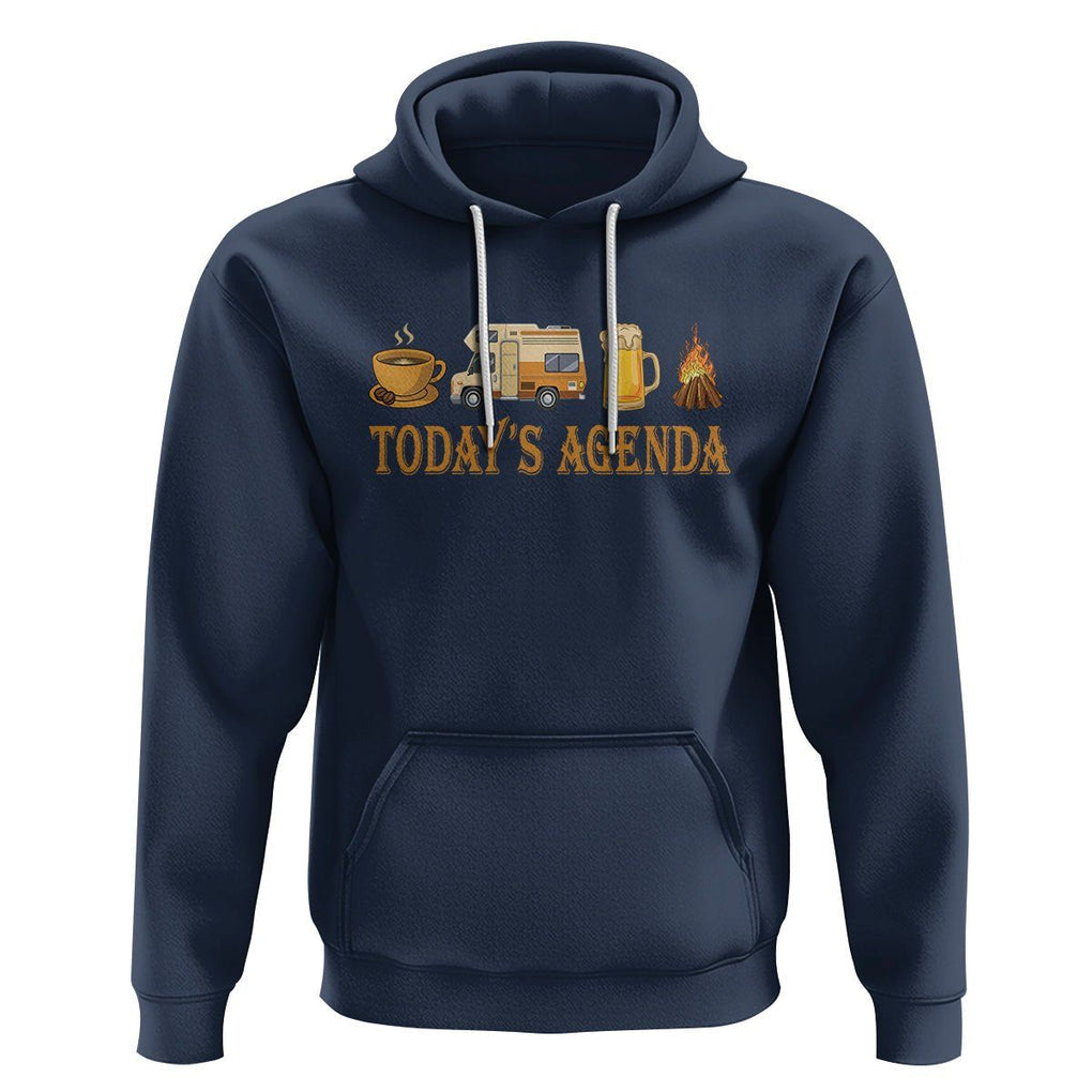 Camping Lover Hoodie Today's Agenda Road Trip RV Motorhome Campfire TS09 Navy Printyourwear