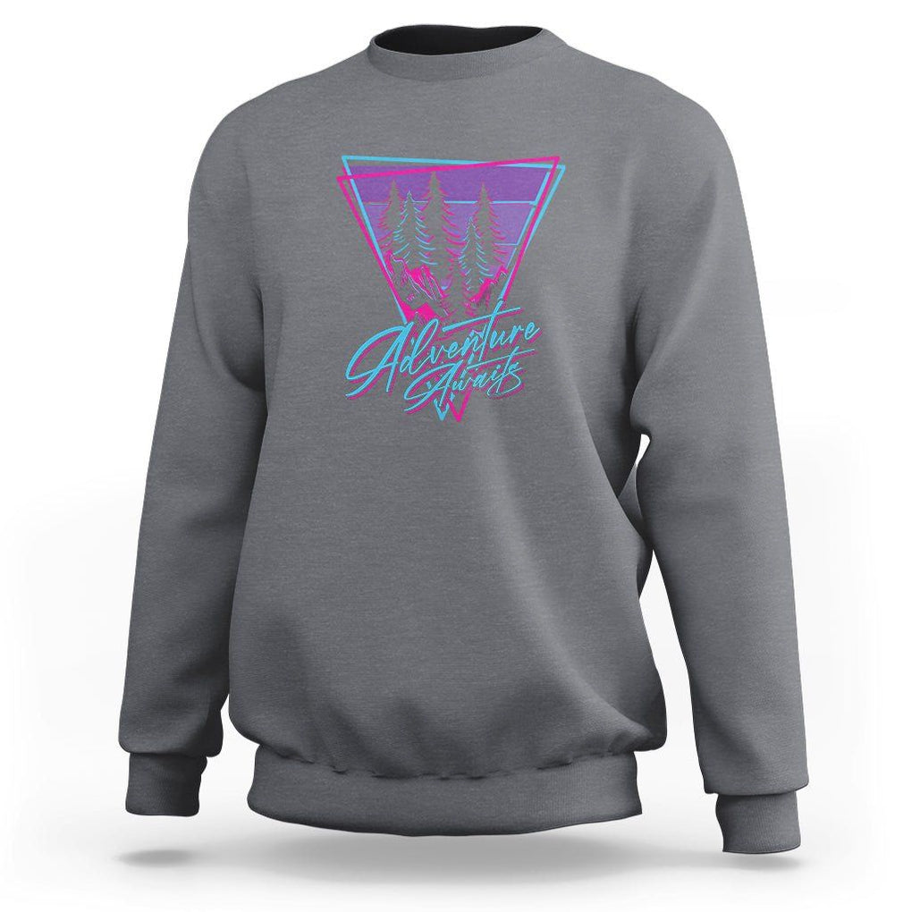 Camping Lover Sweatshirt Adventure Awaits Outdoors Hiking Mountains Climber TS09 Charcoal Printyourwear