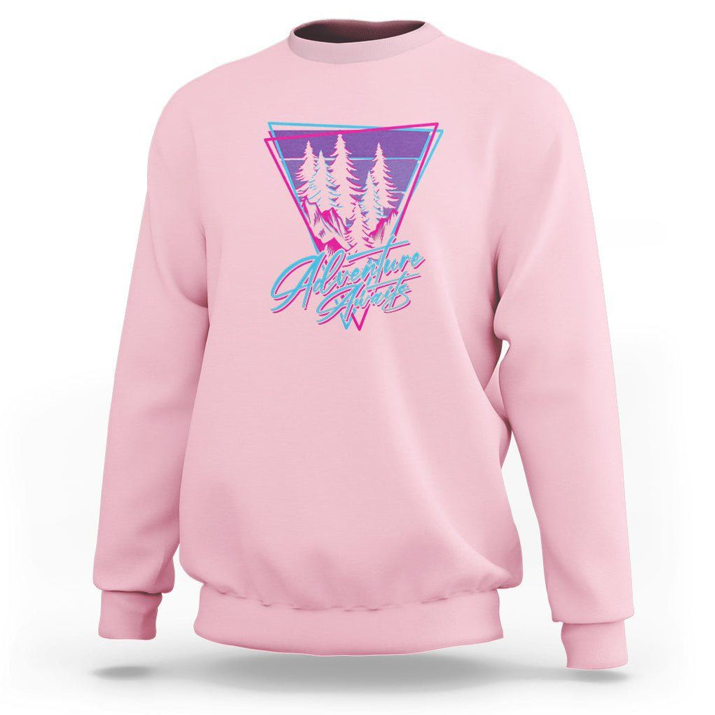 Camping Lover Sweatshirt Adventure Awaits Outdoors Hiking Mountains Climber TS09 Light Pink Printyourwear