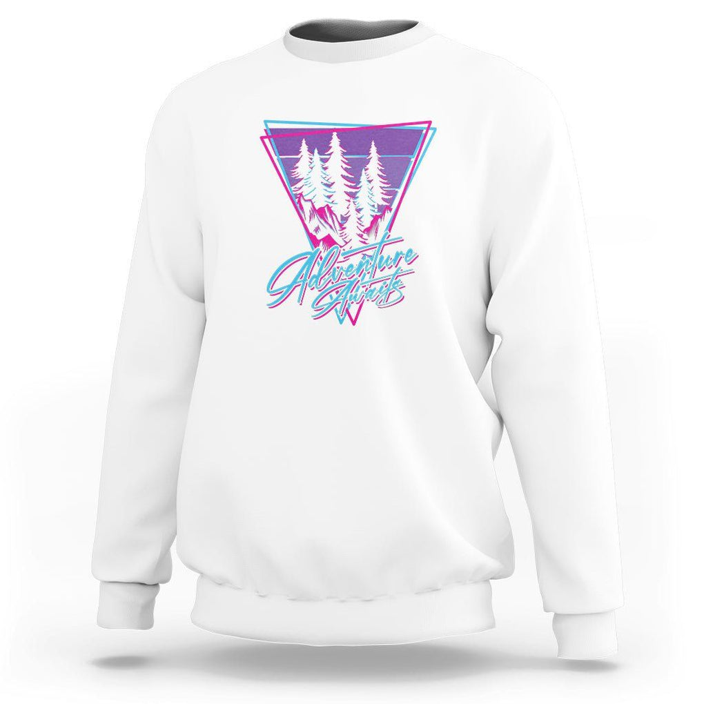 Camping Lover Sweatshirt Adventure Awaits Outdoors Hiking Mountains Climber TS09 White Printyourwear