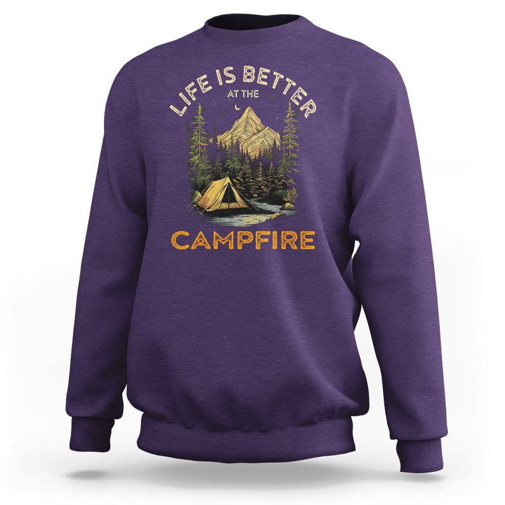 Camping Lover Sweatshirt Life Is Better At The Campfire TS09 Purple Printyourwear