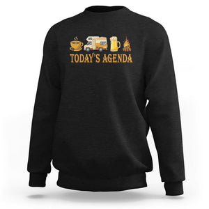 Camping Lover Sweatshirt Today's Agenda Road Trip RV Motorhome Campfire TS09 Black Printyourwear