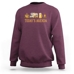 Camping Lover Sweatshirt Today's Agenda Road Trip RV Motorhome Campfire TS09 Maroon Printyourwear