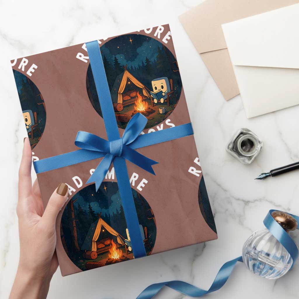 Camping Lover Wrapping Paper Roll Read Smore Books Funny Smores TS12 Mocha Print Your Wear