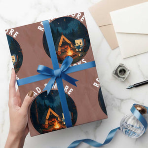 Camping Lover Wrapping Paper Roll Read Smore Books Funny Smores TS12 Mocha Print Your Wear
