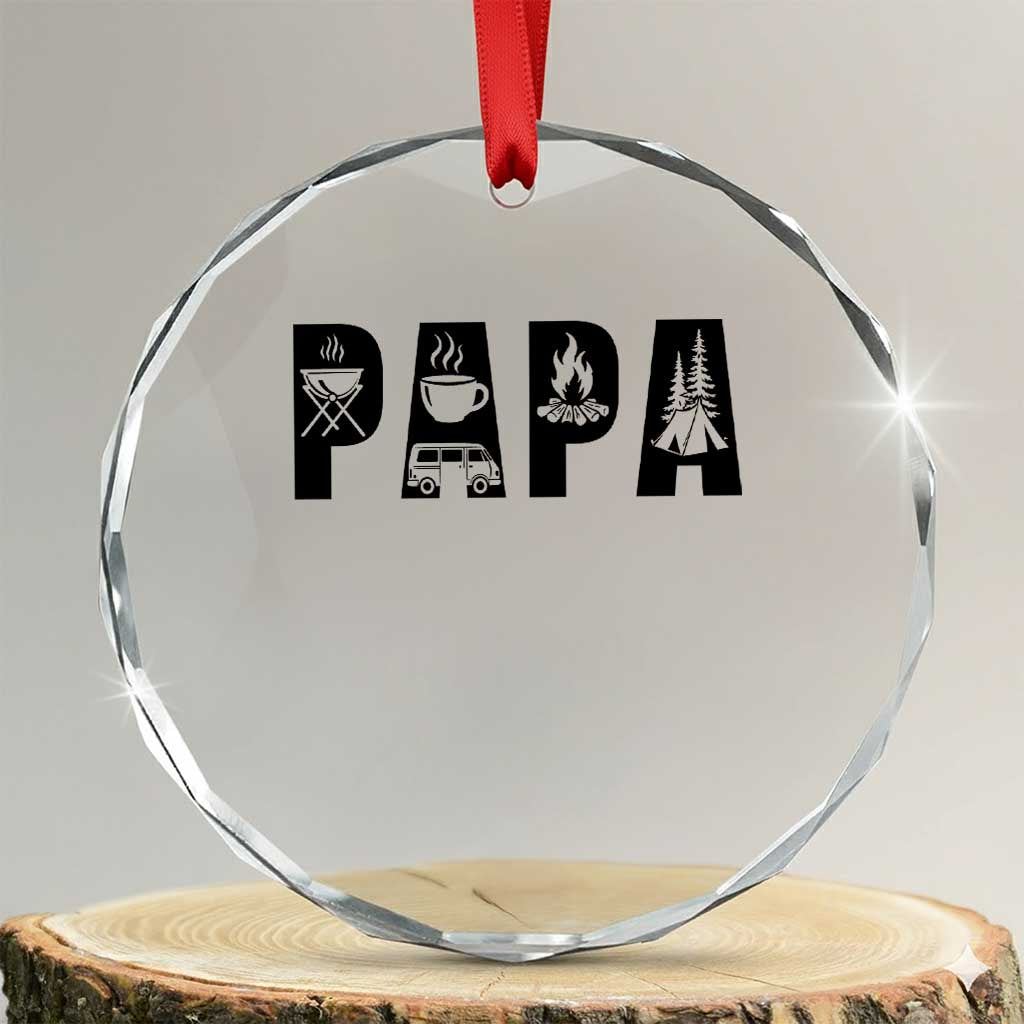 Camping Papa Crystal Glass Ornament Camper Dad Fathers Day Gift TS12 Transparent Glass 3'' Circle Print Your Wear