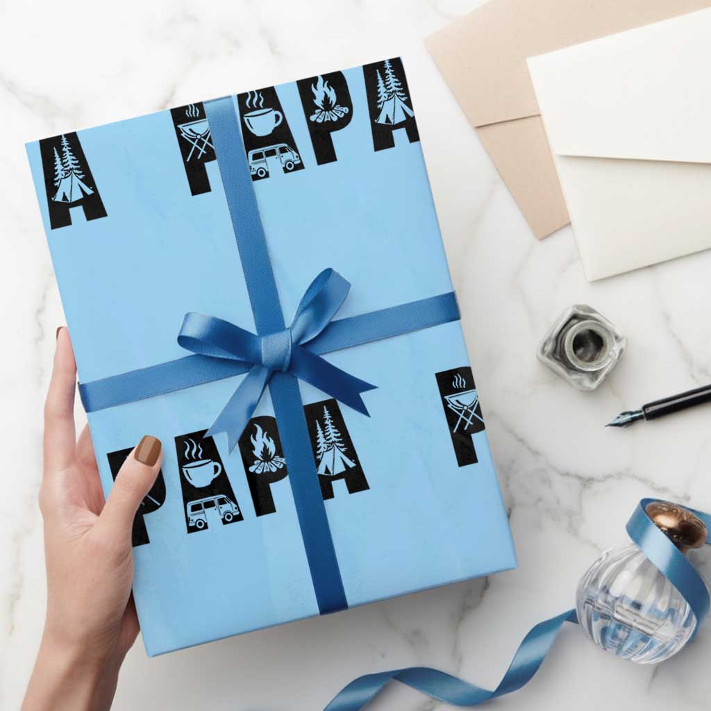 Camping Papa Wrapping Paper Roll Camper Dad Fathers Day Gift TS12 Light Blue Print Your Wear