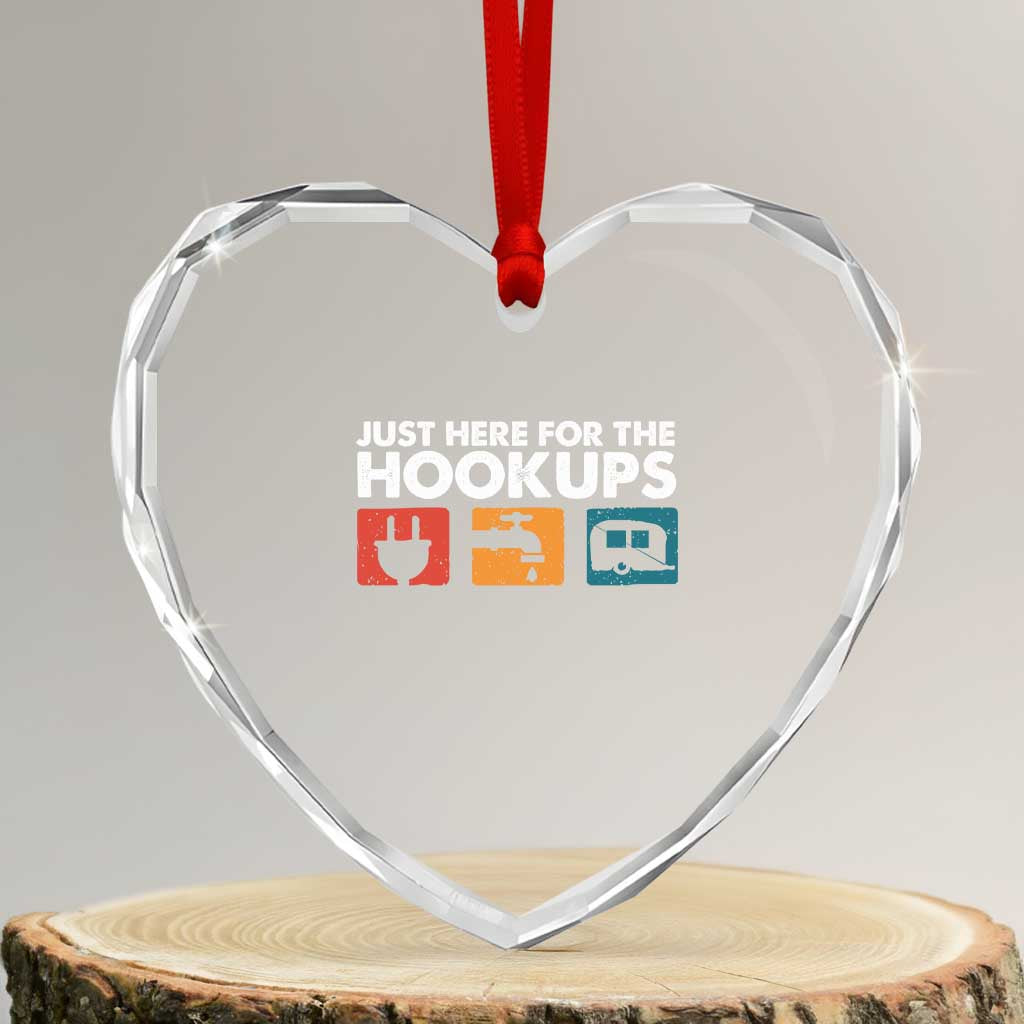 Camping RV Heart Crystal Glass Ornament Funny Just Here for The Hookups Caravan Motorhome TS10 Transparent Glass 3'' Heart Print Your Wear