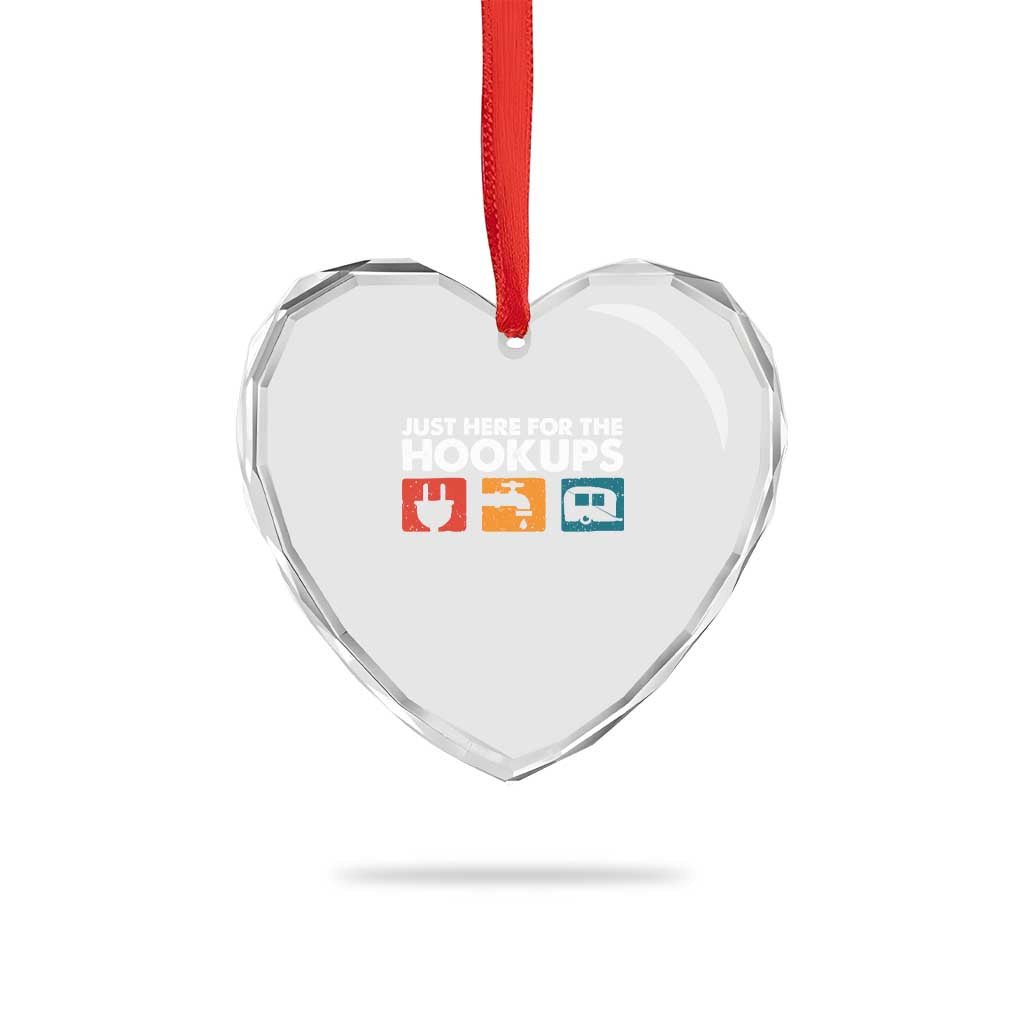 Camping RV Heart Crystal Glass Ornament Funny Just Here for The Hookups Caravan Motorhome TS10 Print Your Wear