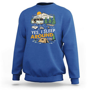 Camping Sweatshirt Yep I Sleep Around Campers TS09 Royal Blue Printyourwear